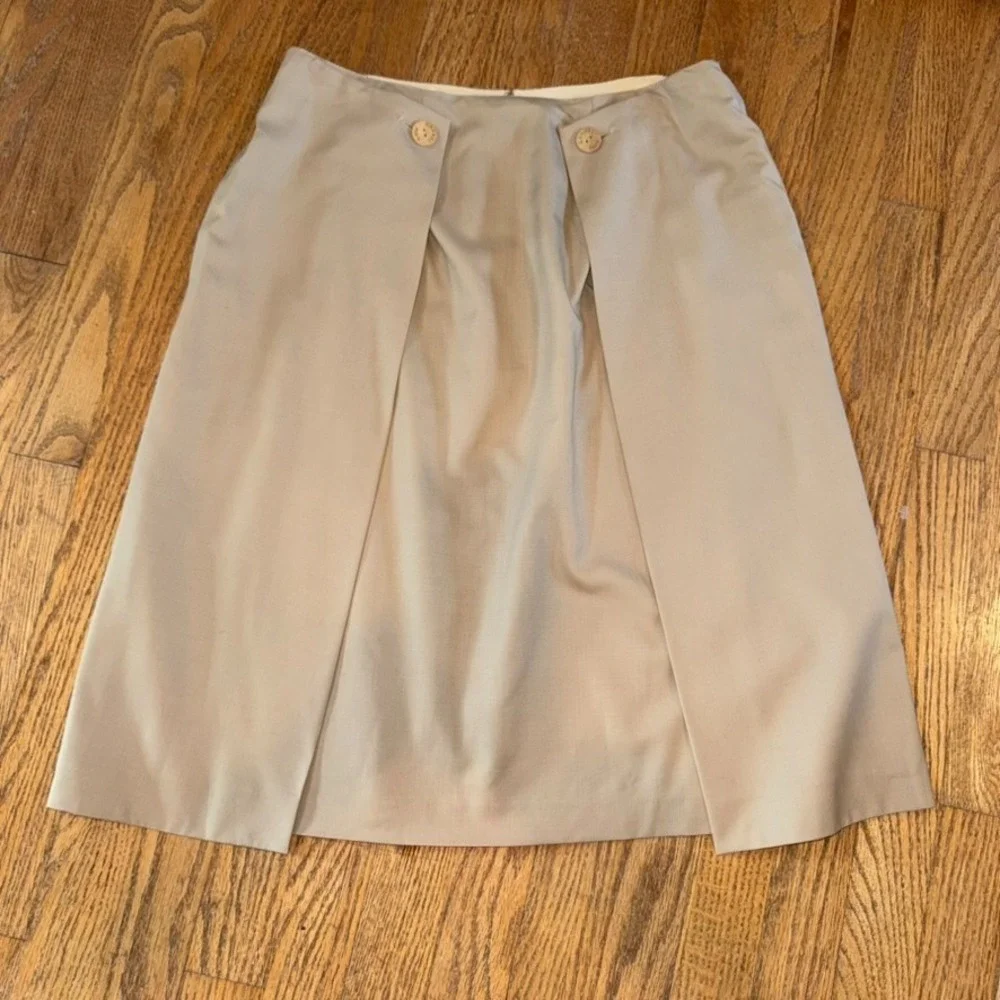 Chanel Tan High Waist Above Knee A-Line Wool Skirt FRANCE 44 / US 12 Large